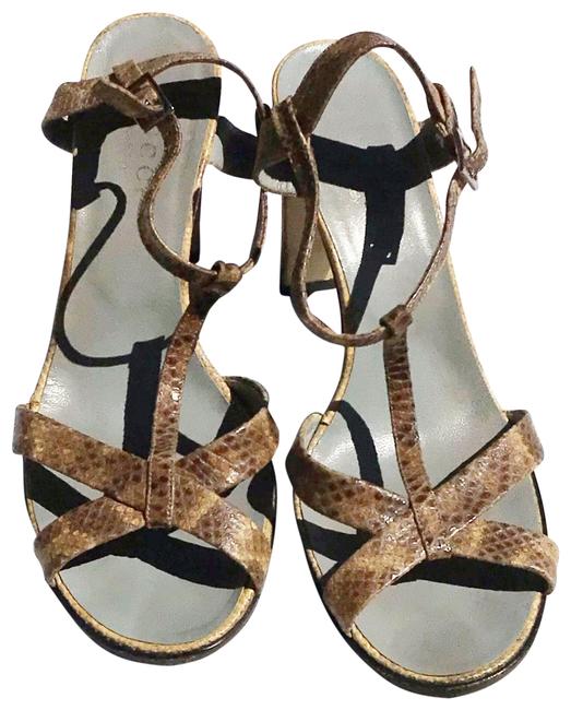 Gucci Brown Snakeskin Sandals 
