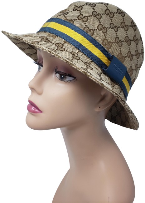 Gucci Brown XS Gg Web Monogram Canvas Hat 