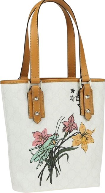 Gucci Bucket Coated Small White Gg Canvas Tote 