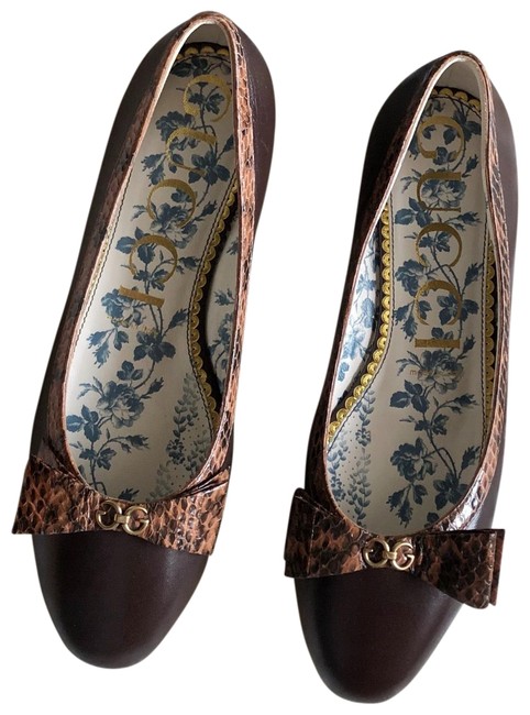 Gucci Classic Snake Skin Ballet Bow Flats 