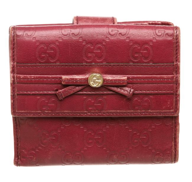 Gucci Dark Red Guccissima Leather French Flap Wallet 