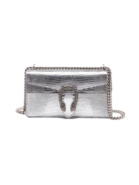Gucci Dionysus Spk Lizard Small Metallic Silver Leather Shoulder Bag 