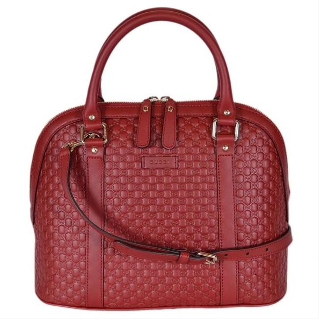 Gucci Dome Micro Guccissima Leather Red Satchel 