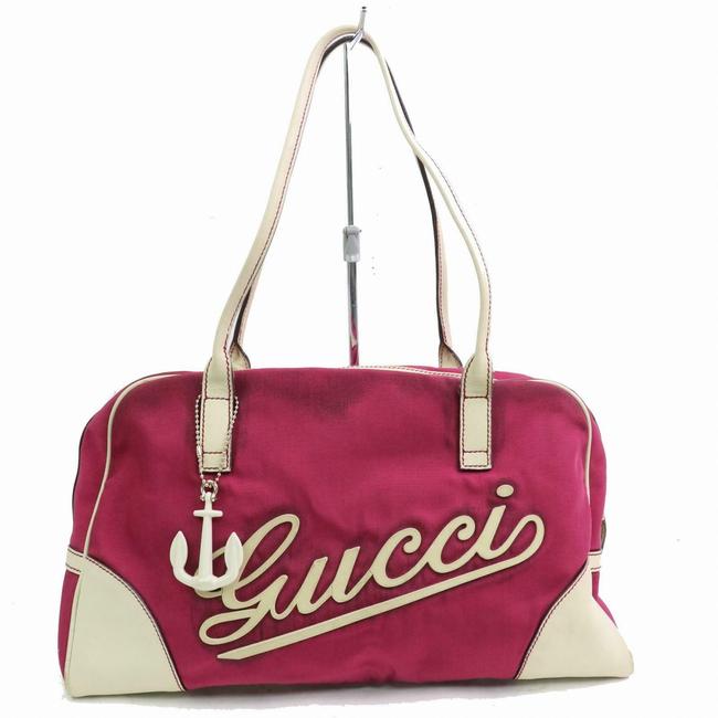 Gucci Duffle Boston Anchor Script Logo Cruise with Charm 871060 Pink Tote 