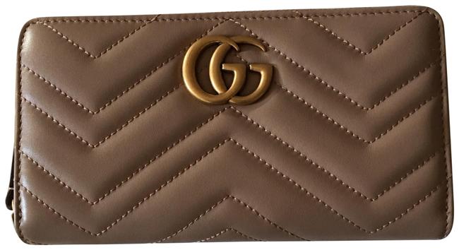 Gucci Dusty Pink Marmont Gg Zip Around Wallet 