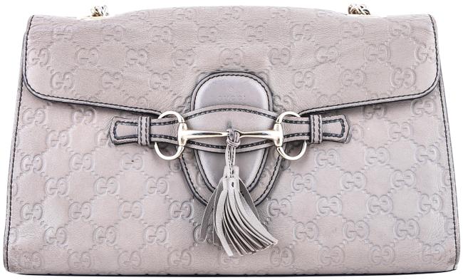 Gucci Emily Guccissima Chain Storm Grey Leather Shoulder Bag 