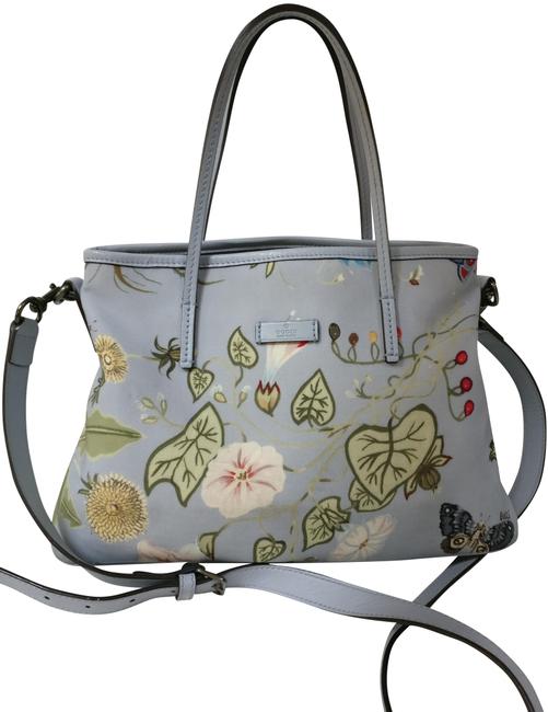 Gucci Floral Tote Satchel Canvas Cross Body Bag 