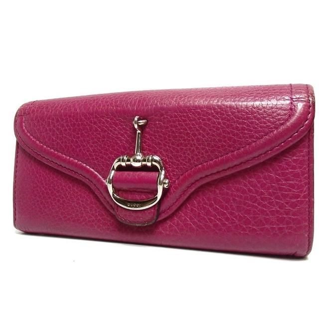 Gucci Fuchsia Long Clutch Checkbook Continental Wallet 