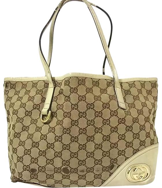 Gucci Britt Gg Gold Hardware Canvas Tote 