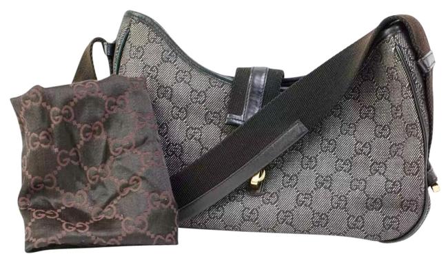 Gucci Hobo Gg Denim Gray Shoulder Bag 