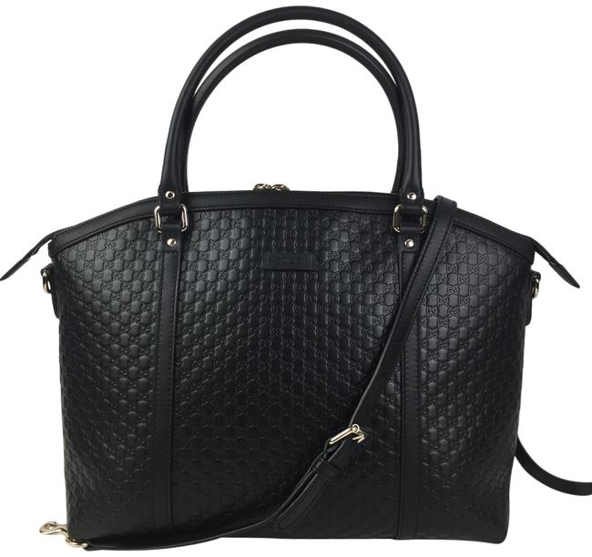 Gucci Gg Guccissima Leather Black Satchel 