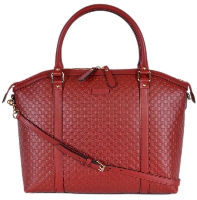 Gucci Gg Guccissima Leather with Strap Red Satchel 