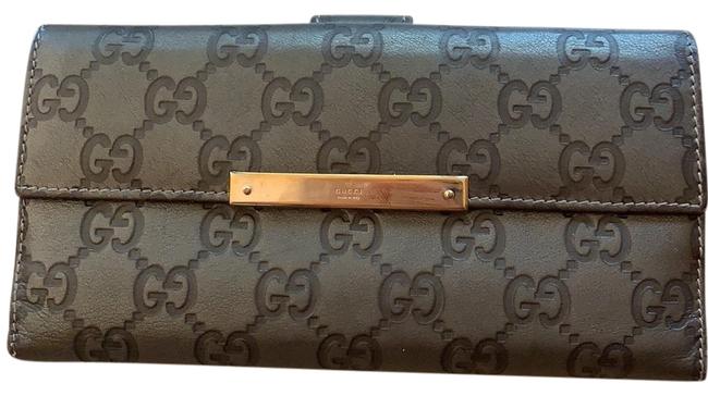Gucci Gg Guccissima Metallic Grey Leather Continental Wallet 