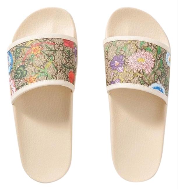 Gucci Gg Logo Floral Slides Sandals US 11 