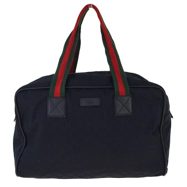 Gucci Gg Logos Shelly Black Canvas Leather Shoulder Bag 