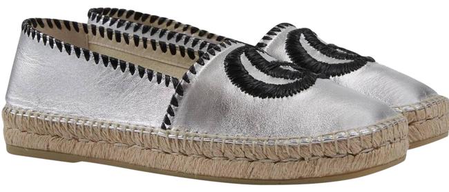 Gucci Gg Metallic Leather Espadrille Flats 