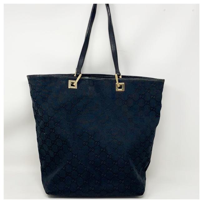 Gucci Gg Monogram Black Canvas Tote 