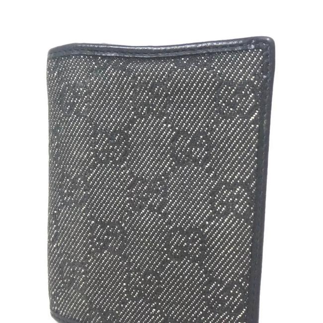 Gucci Gg Pattern Cards Leather Black Wallet 