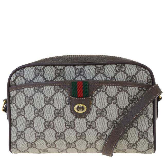 Gucci Gg Pattern Sherry Italy Brown Pvc Leather Shoulder Bag 