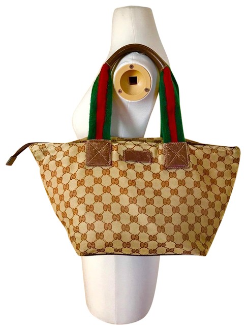 Gucci Gg Sherry Line Handbag Brown Tote 