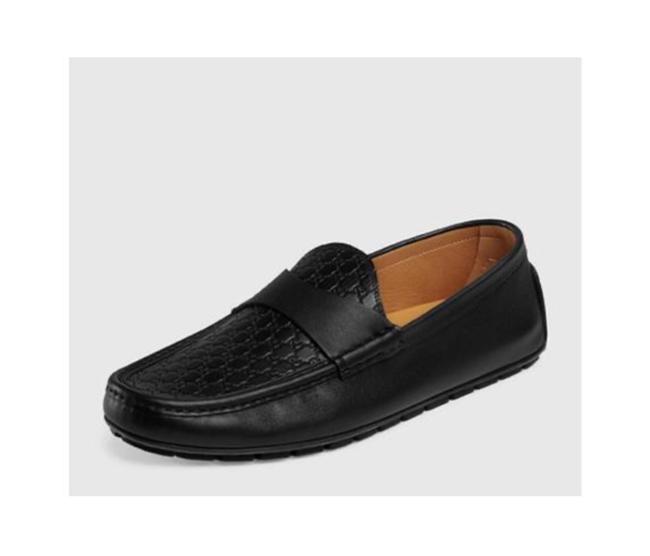 Gucci Gg Signature Leather Driver Men Loafer Flats 