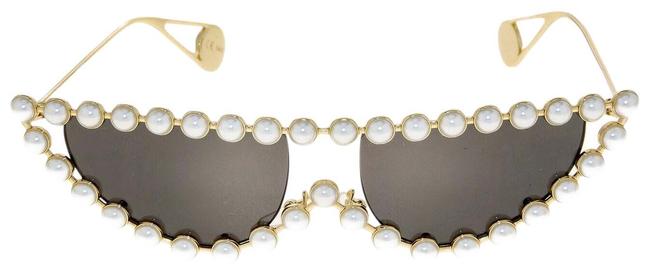 Gucci Gold Faux Pearl Hollywood Forever 0364 Cat Eye Gg0364s Sunglasses 