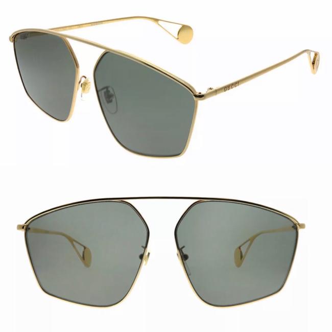 Gucci Gold Grey Geometric Sunglasses 