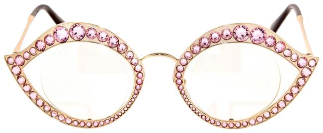 Gucci Gold Pink Crystals Lips Sunglasses 