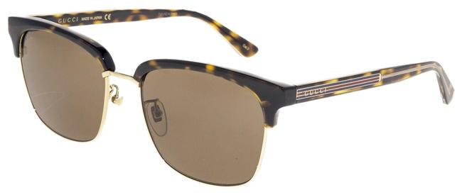 Gucci Gold Tortoise Brown Web Stripe Square Classic Men Gg0382s Sunglasses 