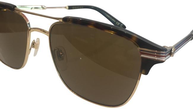 Gucci Gold Havana brown Lens 003 Mens Gg 0241s Fashion Pilot Sunglasses 