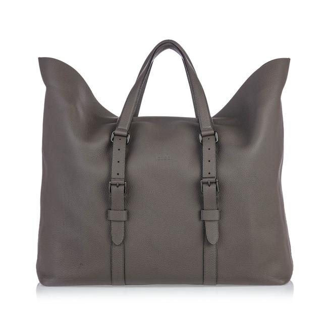 Gucci Grand Prix Duffel Gray Leather Weekend Travel Bag 
