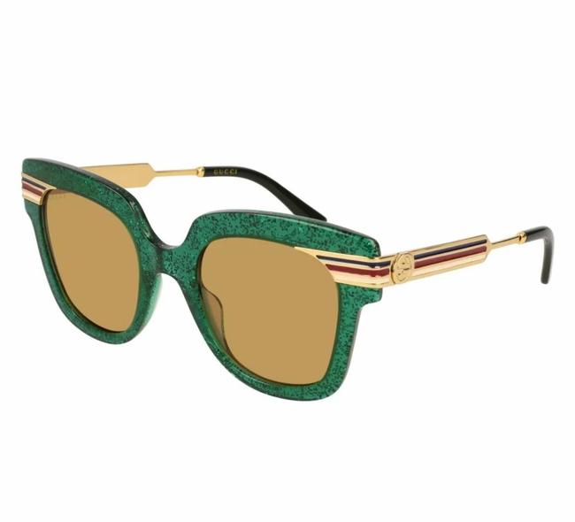Gucci Green Glitter Gold Square Gg0281s 006 Sunglasses 
