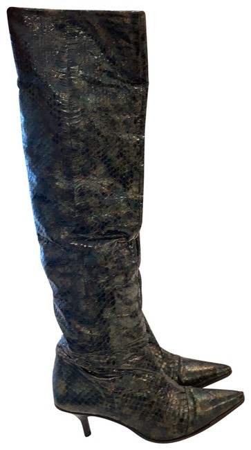 Gucci Green Python Tall Boots Booties 