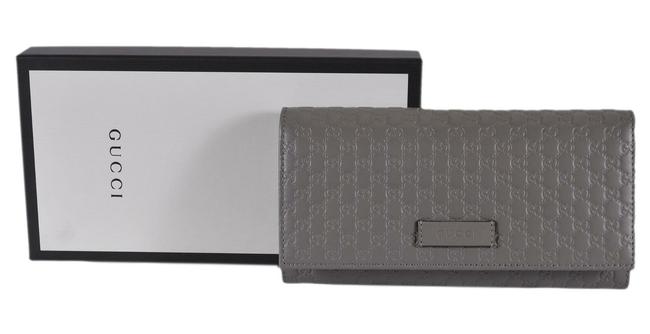 Gucci Grey New Womens 449396 Leather Micro Gg Continental Wallet 