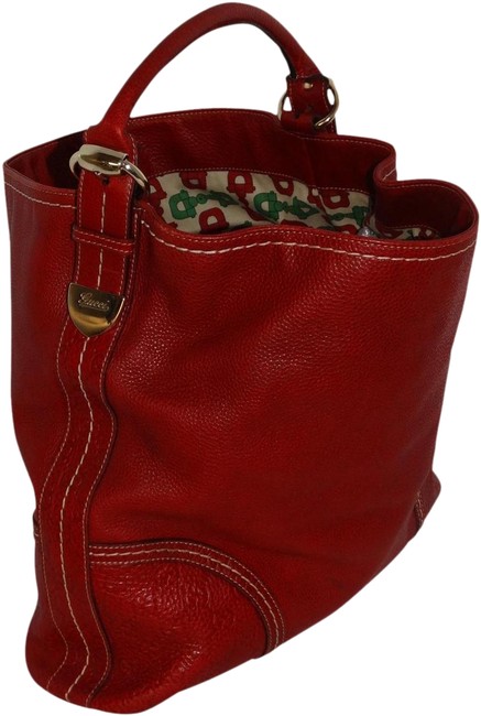 Gucci Guccissima Signoria Large Red Leather Hobo Bag 