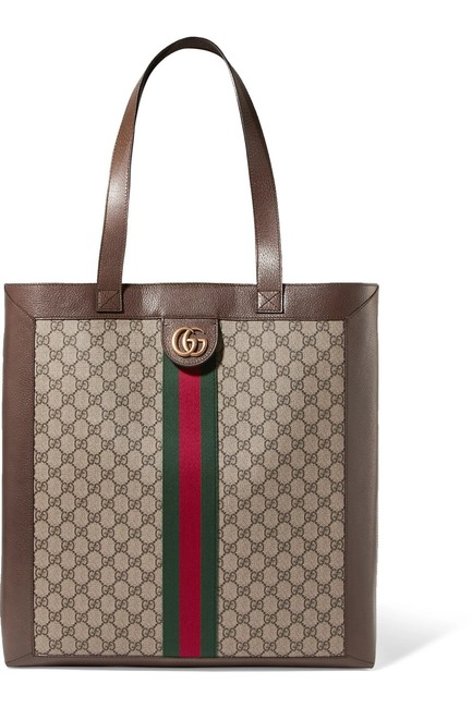 Gucci Handle Ophidia Gg Leather trimmed Printed Coated canvas Tote 