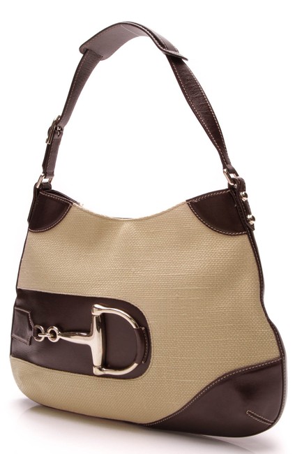 Gucci Hasler Beige Canvas Hobo Bag 