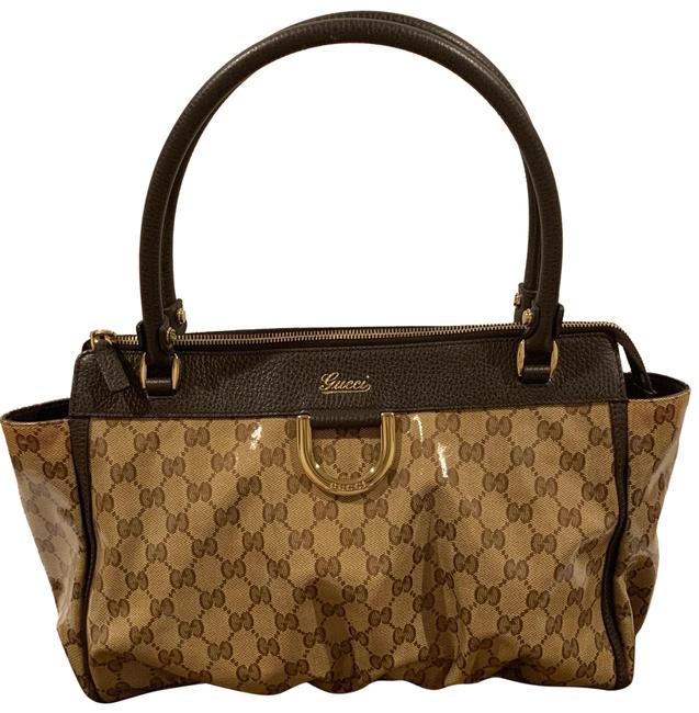Gucci Hobo Guccisimma Brown Coated Canvas Leather Satchel 