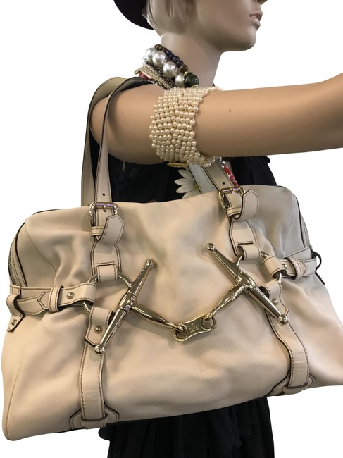Gucci Horsebit Boston 85th Anniversary White Leather Shoulder Bag 