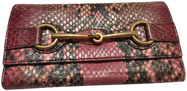 Gucci Horsebit Pink Python Envelope Wallet 