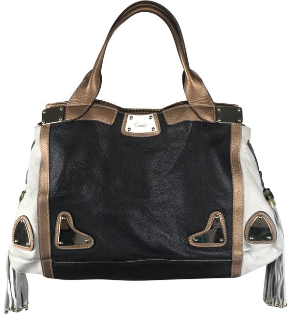 Gucci Indy Black Pebbled Leather Suede Shoulder Bag 