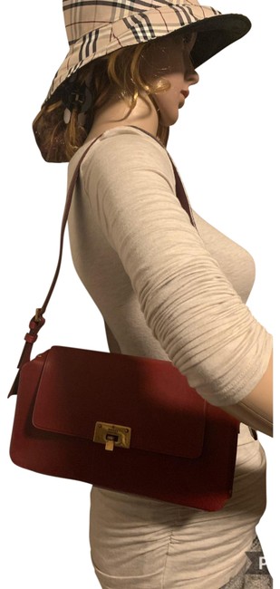 Gucci Interlock Burgundy Leather Shoulder Bag 