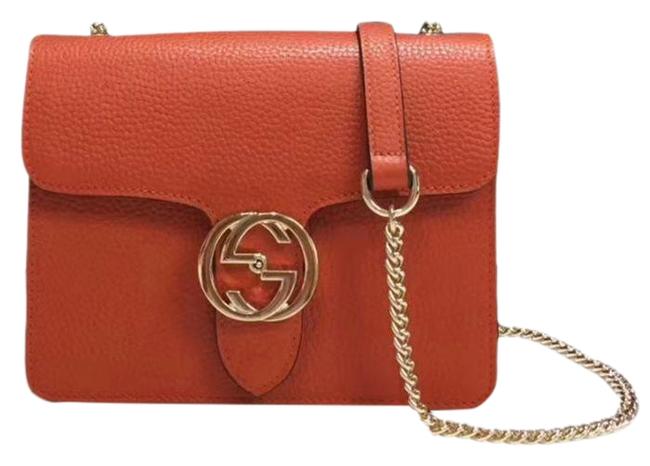 Gucci Interlocking Leather with Chain Orange Cross Body Bag 
