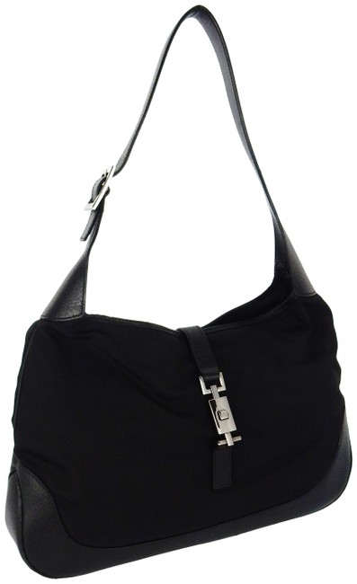 Gucci Jackie Black Leather and Nylon Shoulder Bag 