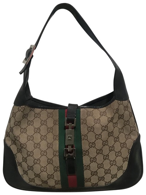 Gucci Jackie Brown Leather and Monogram Hobo Bag 