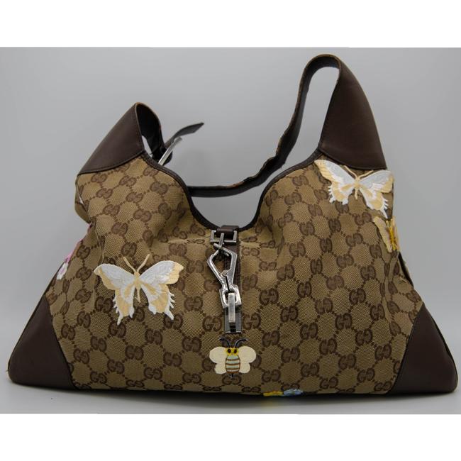 Gucci Jackie Custom Made Brown Canvas and Leather Hobo Bag 