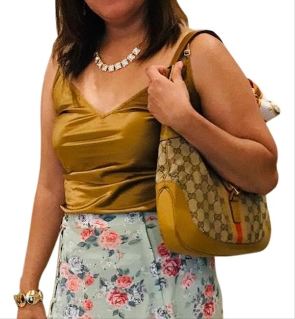 Gucci Jackie O Satchel Brown Canvas Hobo Bag 