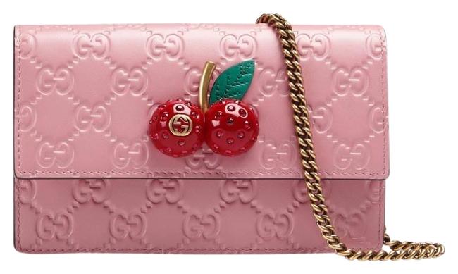 Gucci Japan Exclusive * Cherries Pink Leather Shoulder Bag 