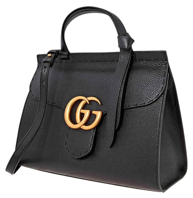 Gucci Ladies Top Handle Black Leather Shoulder Bag 
