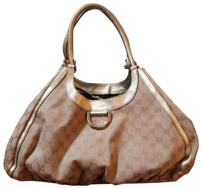 Gucci Large Gold Metallic Canvas Tote 